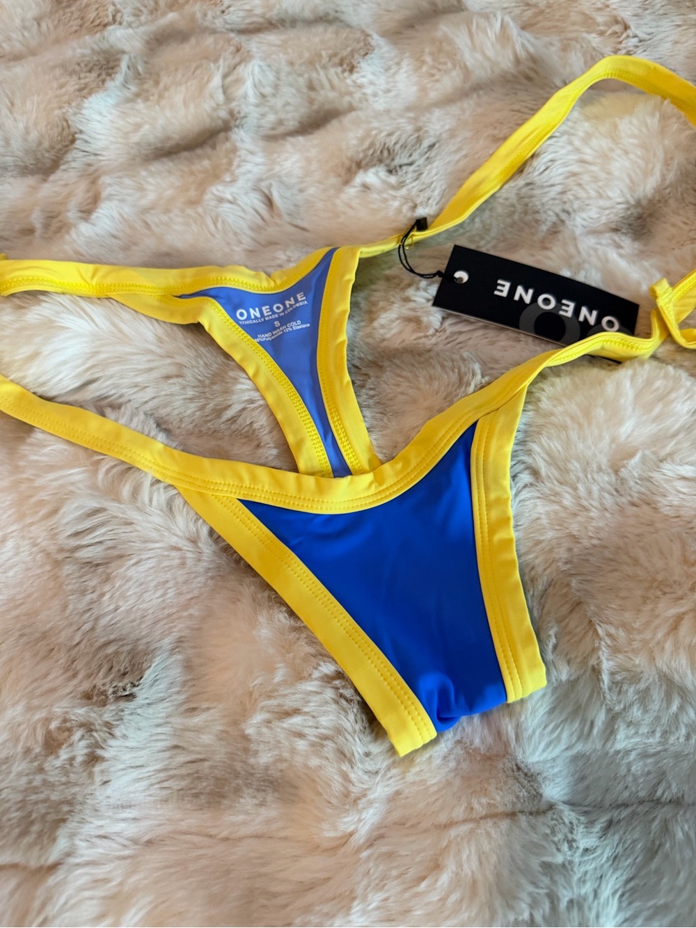 ONEONE Blue and Yellow Contrast Bikini Bottoms